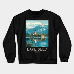 A Vintage Travel Illustration of Lake Bled - Slovenia Crewneck Sweatshirt